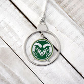Colorado State Rams 2 Piece Officially Licensed Silver Two-Piece Colored Ornaments